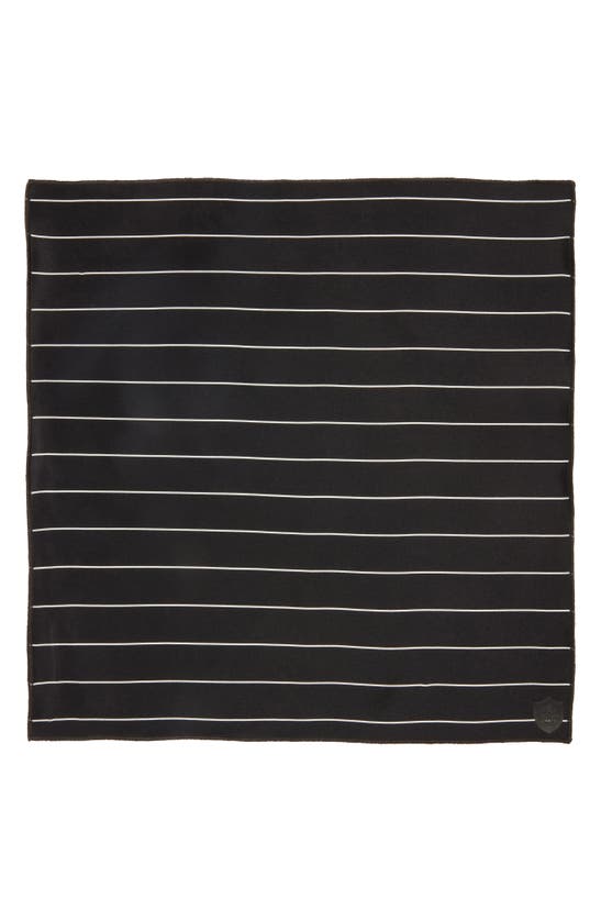 Clifton Wilson Pinstripe Silk Pocket Square In Black