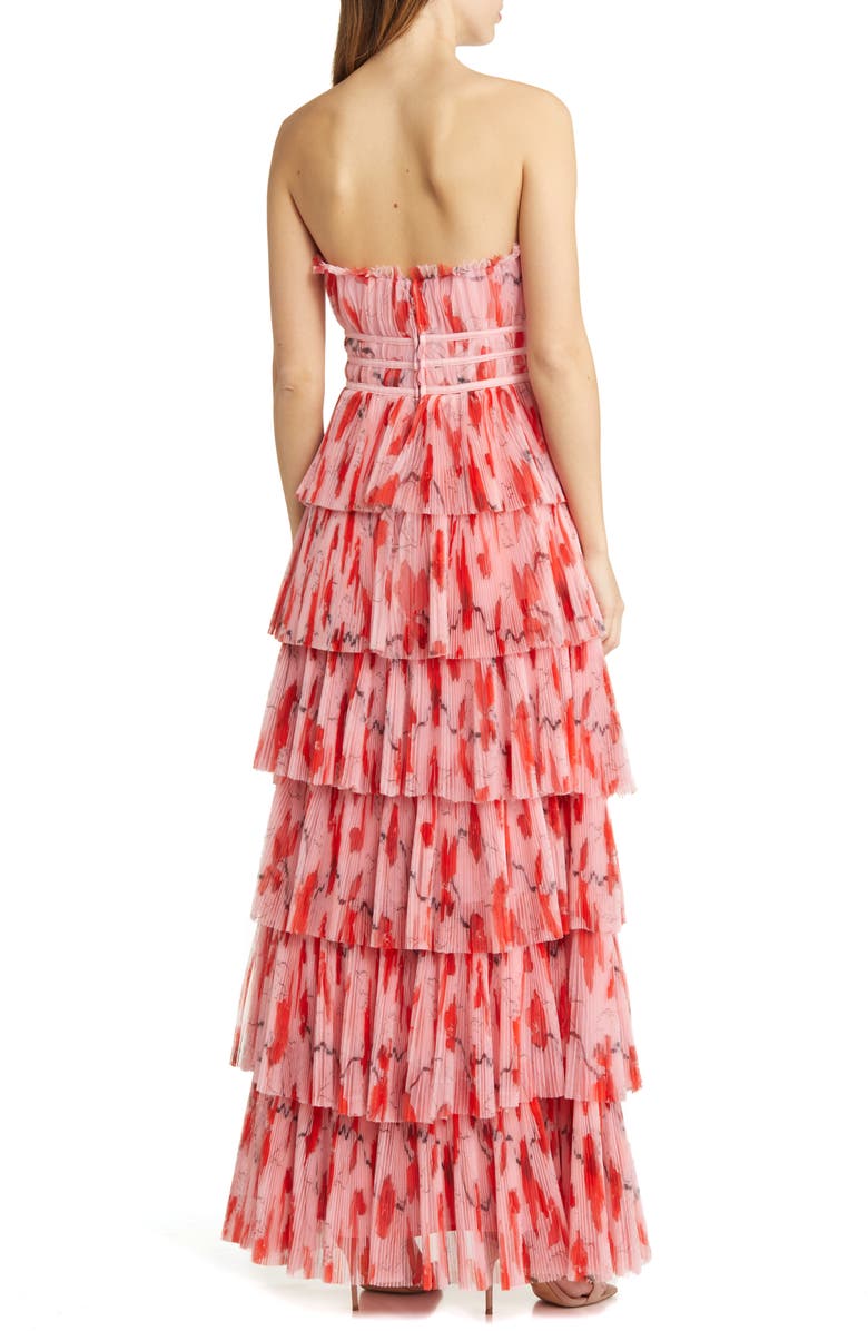 Hutch Monaco Strapless Ruffle Tiered Plissé Gown | Nordstrom