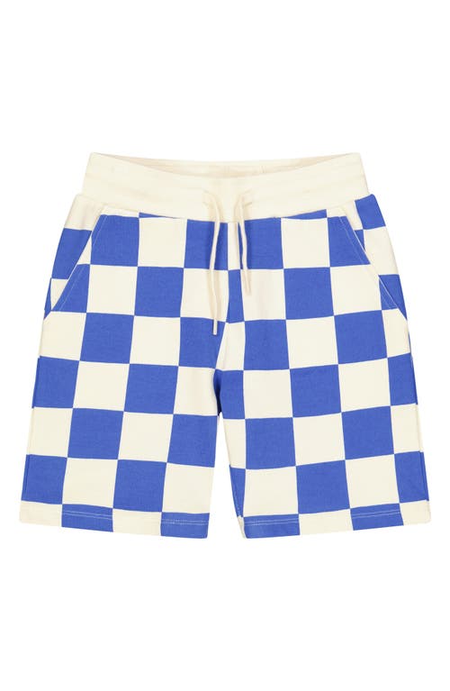 THE NEW Kids' Jeffry Checkerboard Organic Cotton Sweat Shorts Royal Blue at Nordstrom, Y