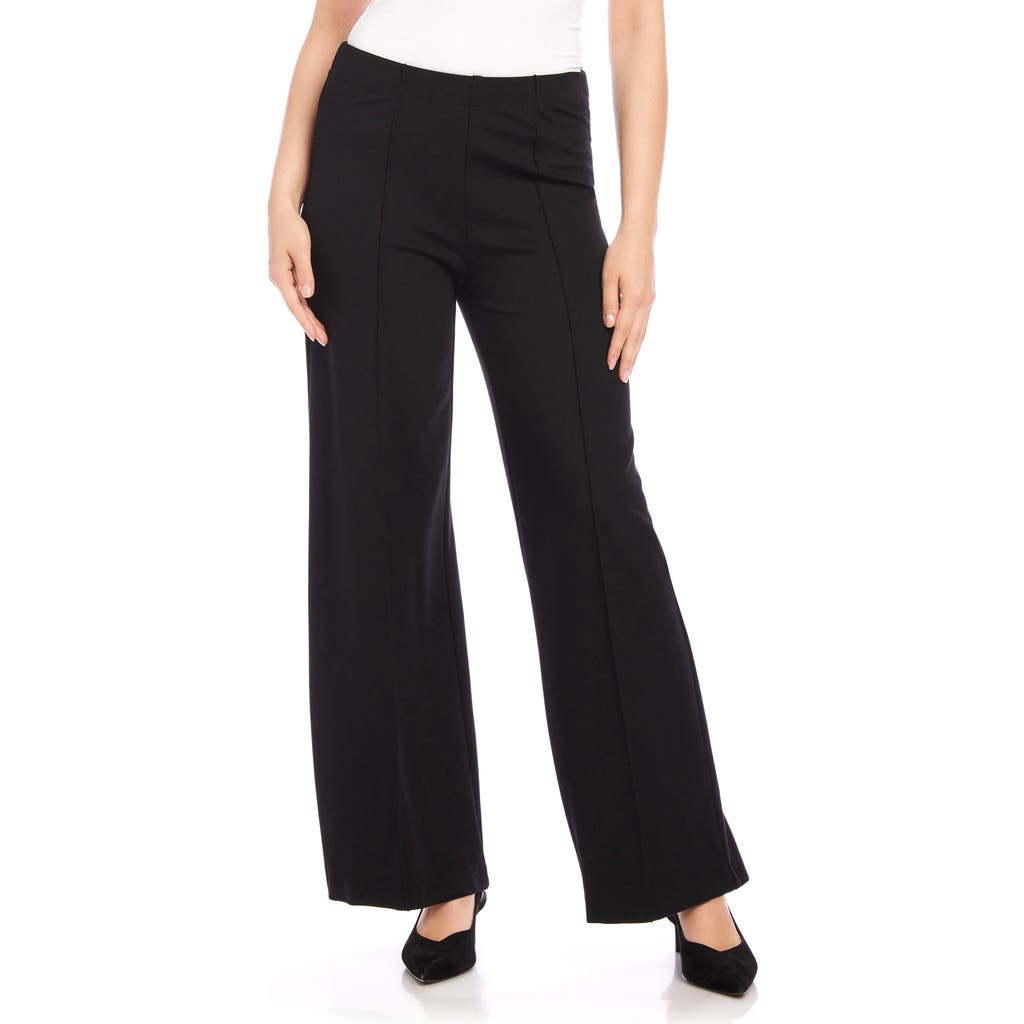 Karen Kane Rhinestone Embellished Wide Leg Trousers In Black
