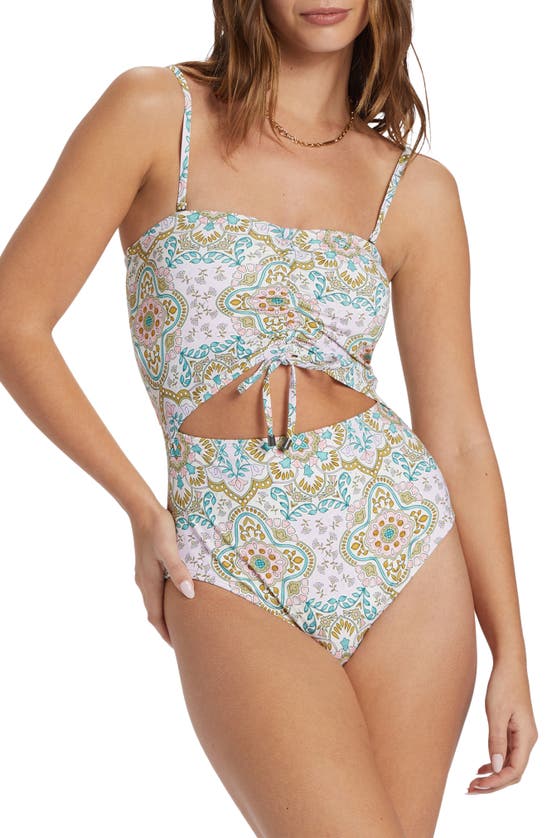 Shop Billabong Summerside Drew Cutout One-piece Swimsuit In Salt Crystal