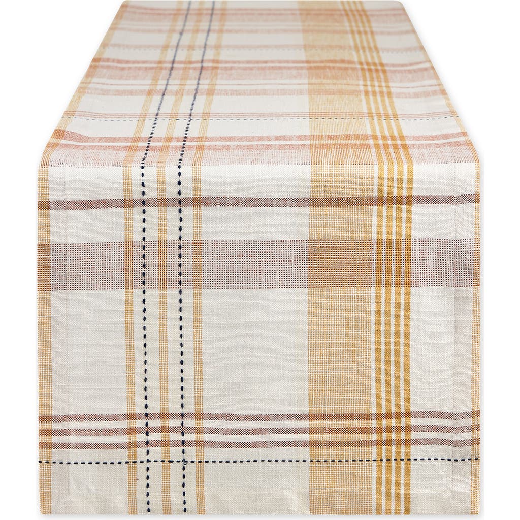 Design Imports Veranda Plaid Table Runner In Orange