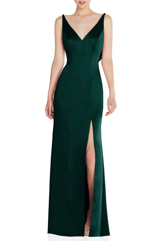 Cowl Back Charmeuse Gown in Evergreen