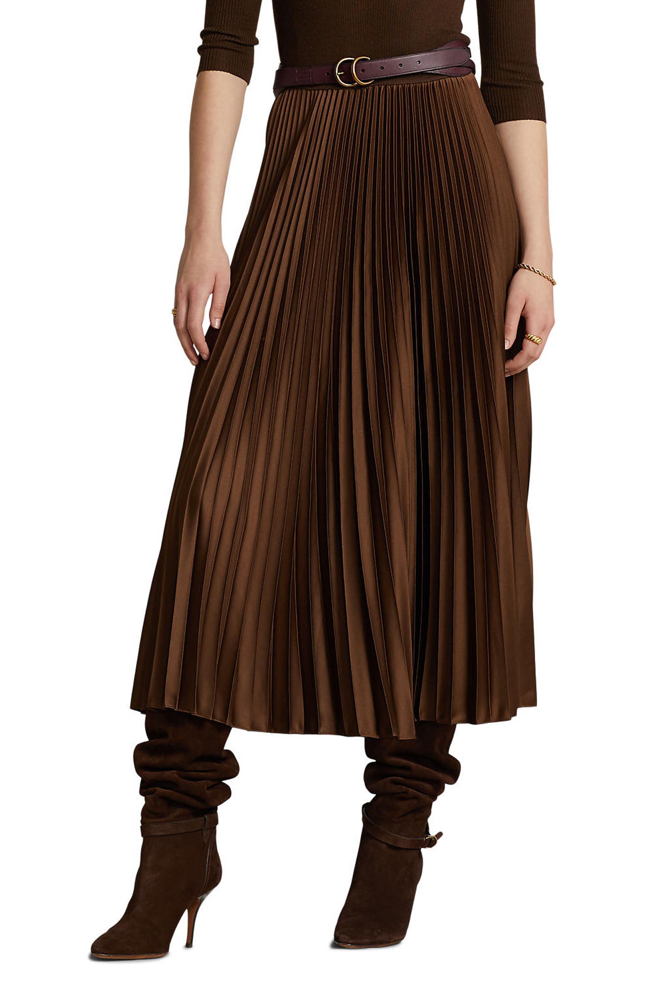 Polo Ralph Lauren Knit Pleated Midi-Dress