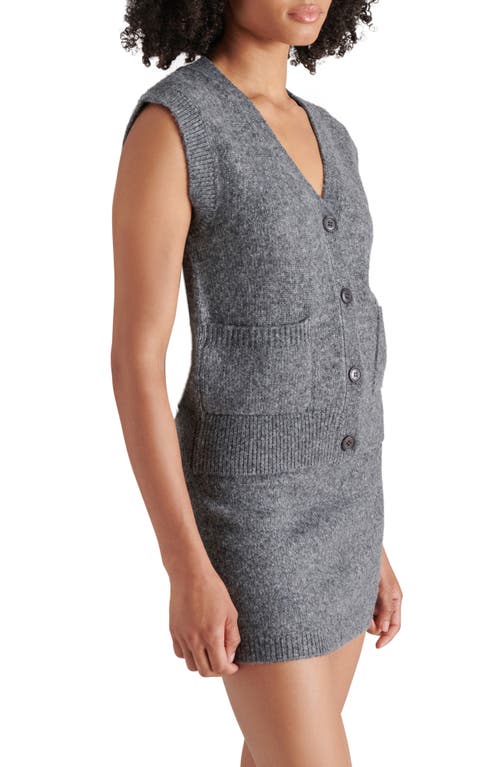 Shop Steve Madden Grayson Button-up Sweater Vest In Charcoal Grey