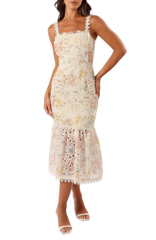 Petal And Pup Petal & Pup Isla Eyelet Ruffle Midi Dress In Multi