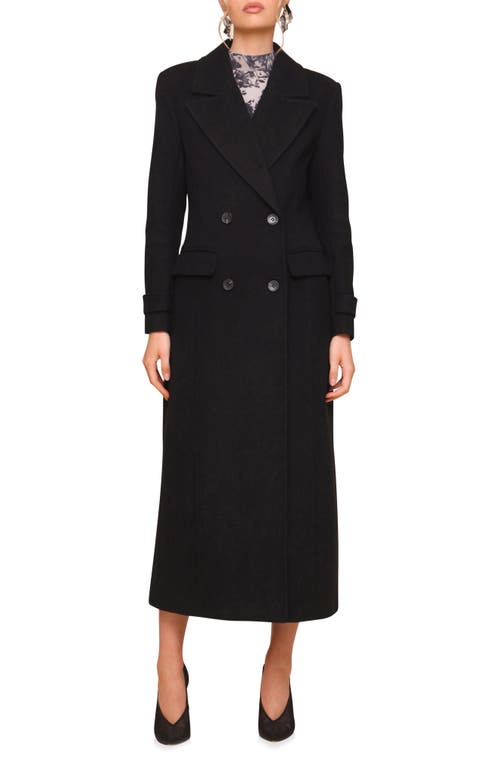 Shop Avec Les Filles Padded Shoulder Longline Coat In Black