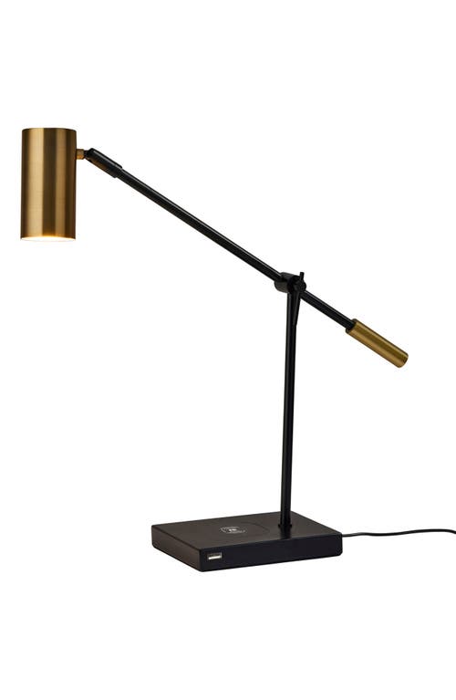 ADESSO LIGHTING Collette Charging Desk Lamp in Black With Antique Brass at Nordstrom
