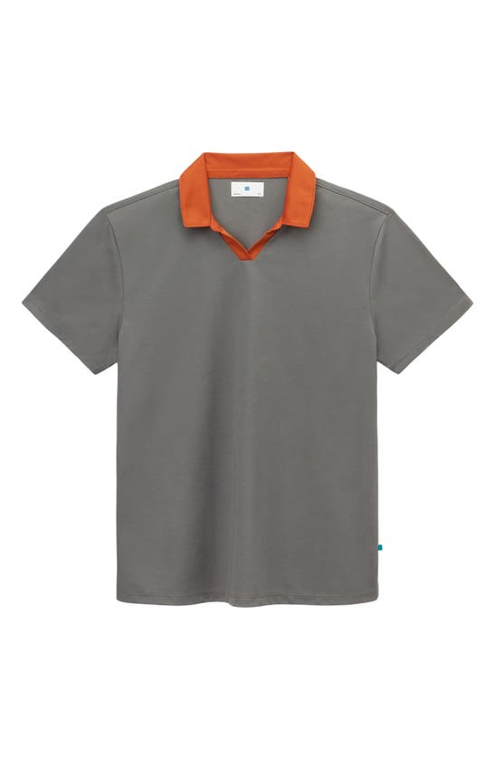 Jason Scott Tech Polo In Pewter / Burnt Orange