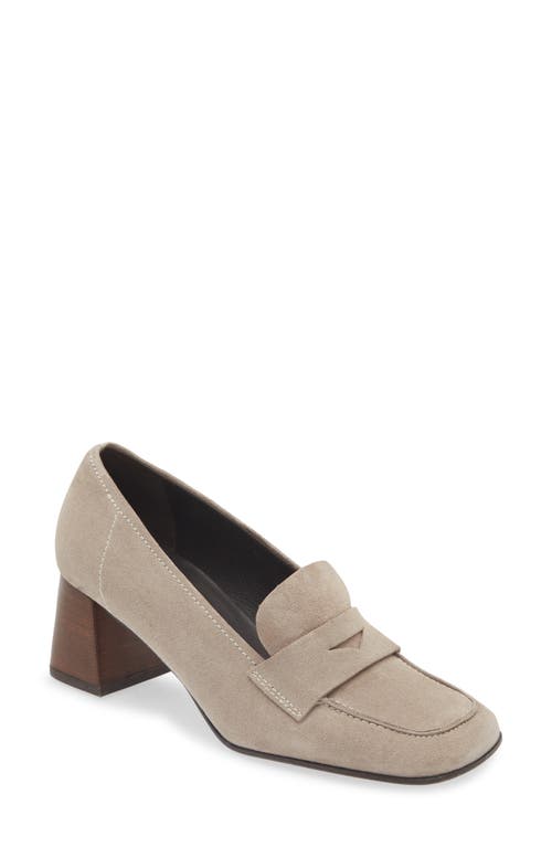 Zaza Penny Loafer Pump in Taupe Suede