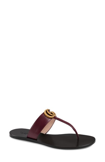 Gucci Gg T-strap Sandal In Vintage Bordeaux