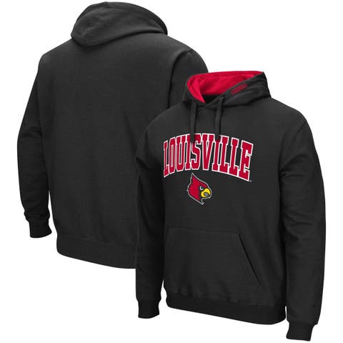 Men's Champion Red Louisville Cardinals Athletics Logo Stack Pullover Sweatshirt Size: Medium