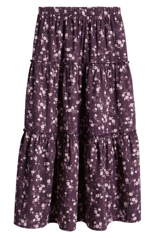 Shop Treasure & Bond Kids' Floral Print Tiered Skirt In Purple Plum Oh So Simple