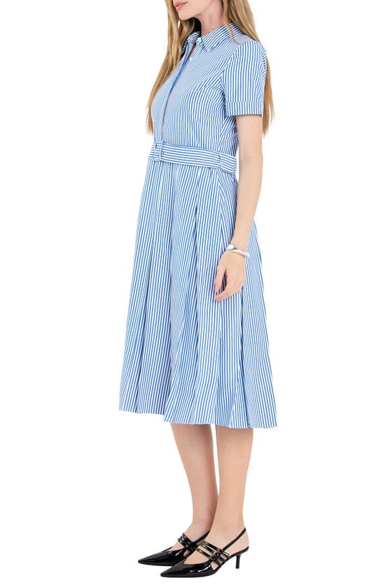 Shop English Factory Stripe Belted Shirtdress In Blue