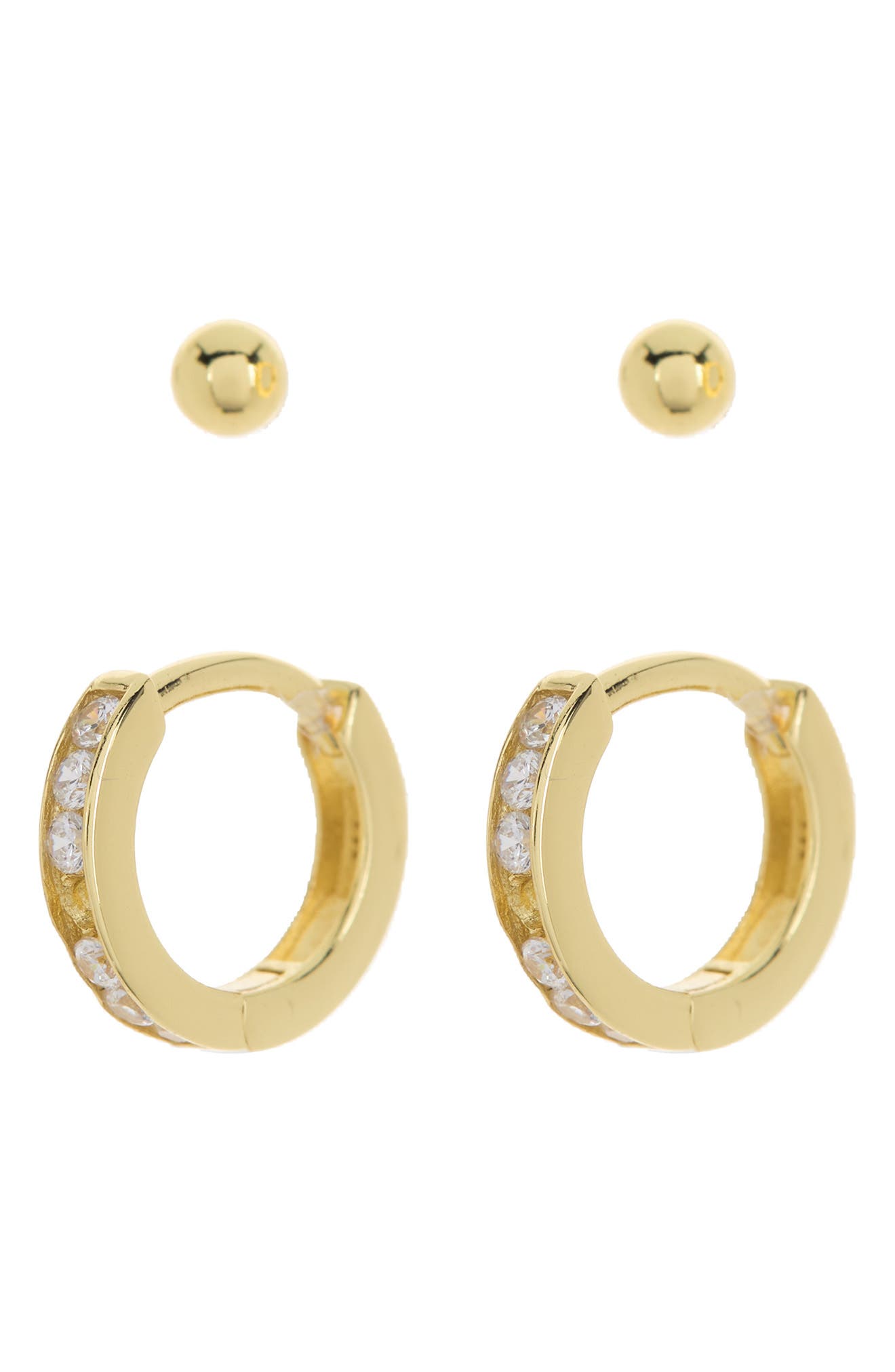 9ct Yellow Gold on Silver Huggie Cuff Hoop Stud Earrings 