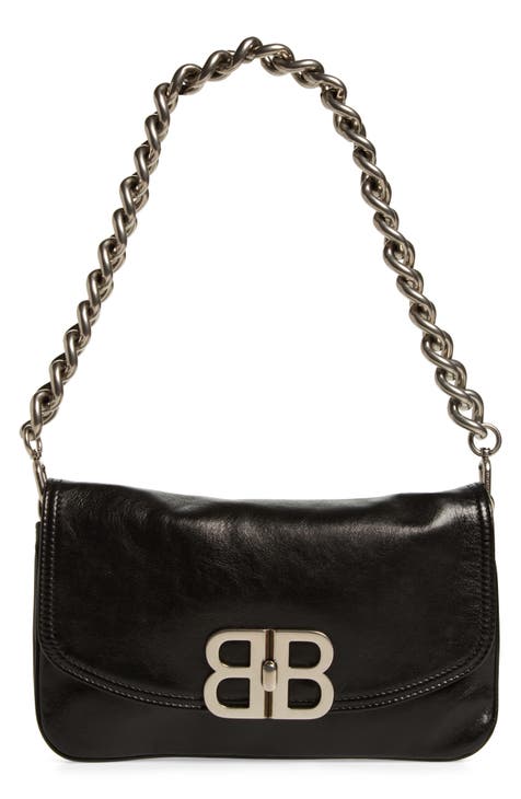 BB embellished leather shoulder bag