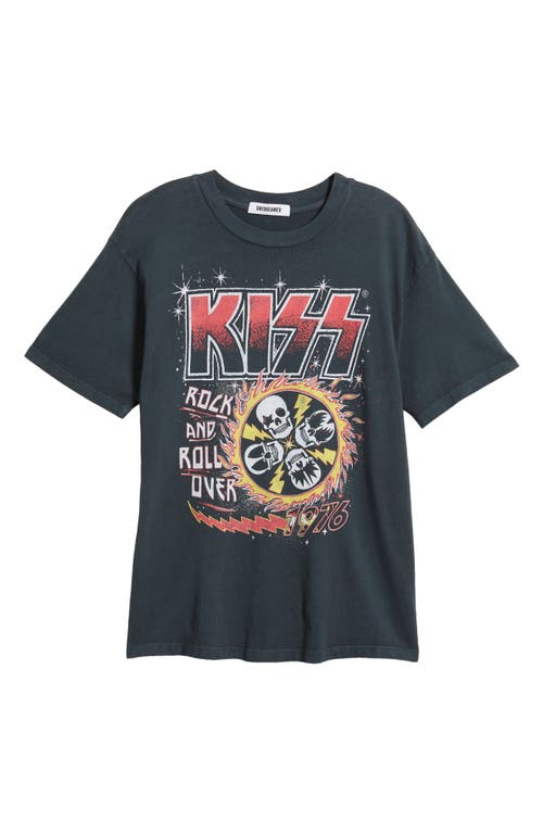 Shop Daydreamer Kiss Rock & Roll Over Cotton Graphic T-shirt In Vintage Black