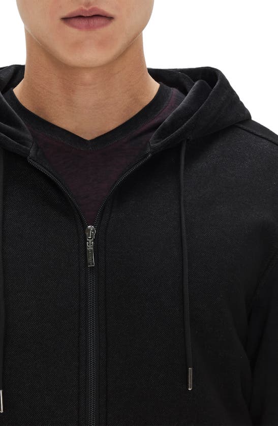 Robert Barakett Carter Mixed Knit Zip Hoodie In Black