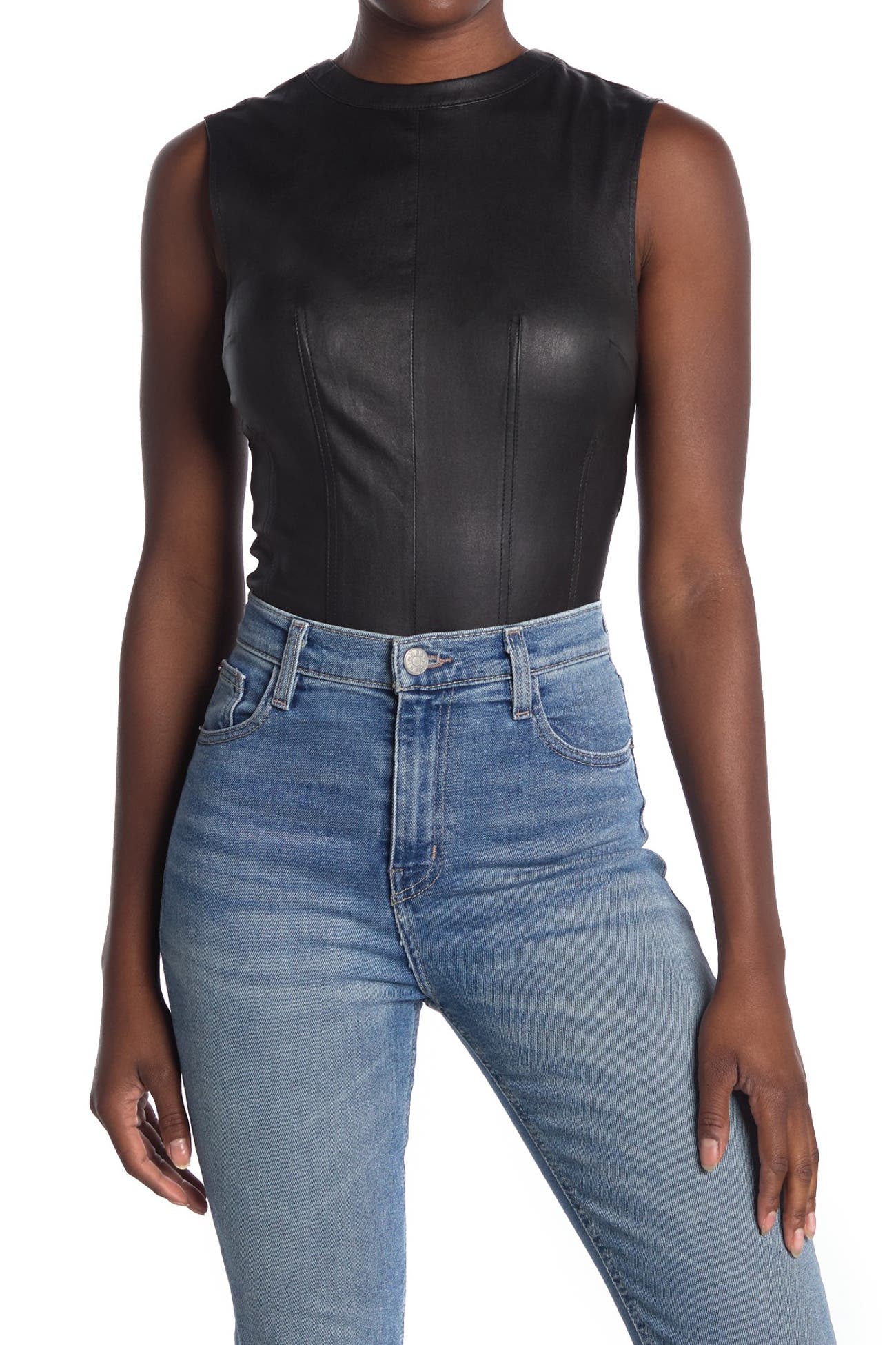 RtA Denim | Claire Leather Bodysuit | Nordstrom Rack