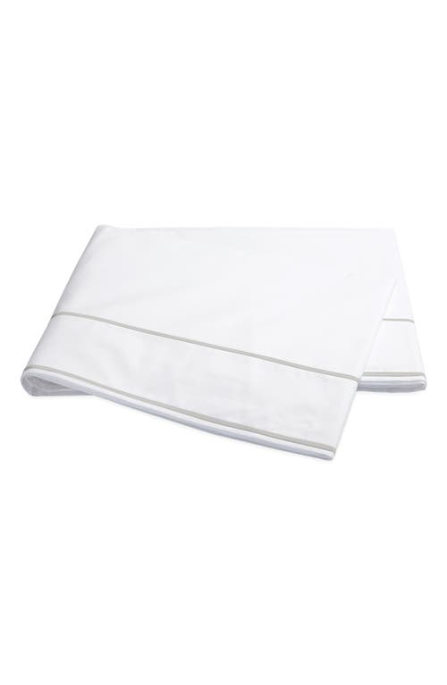 Matouk Ansonia 500 Thread Count Flat Sheet in White/Sterling at Nordstrom