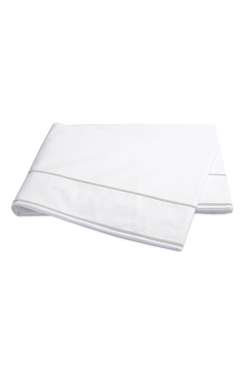Matouk Ansonia 500 Thread Count Flat Sheet In White/sterling