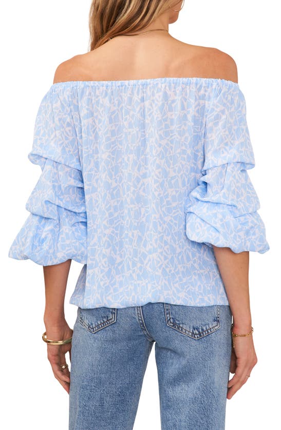 Shop Vince Camuto Off The Shoulder Bubble Sleeve Top In Airy Blue