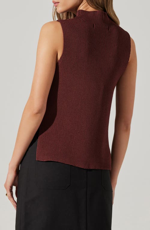 Shop Astr The Label Zea Sleeveless Funnel Neck Rib Sweater In Mulberry