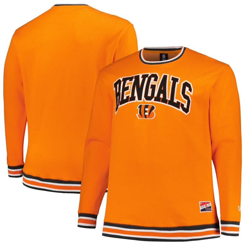 New Era Orange Cincinnati Bengals Big & Tall Pullover Sweatshirt