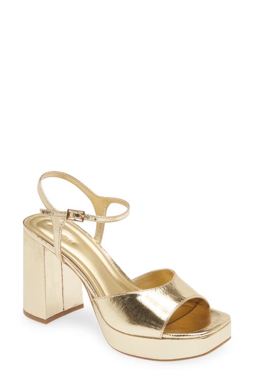 Shop Open Edit Whitney Block Heel Sandal In Gold Metallic