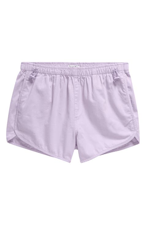 Girls Viscose Solid Purple Shorts
