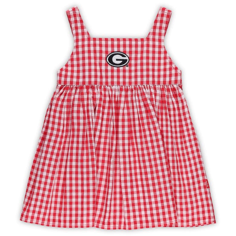 Garb Kids' Girls Toddler  Red Georgia Bulldogs Cara Woven Gingham Dress