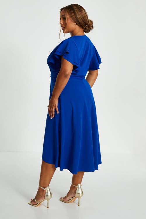 Shop Quiz Plus Size Buckle Dip Hem Dress In Blue