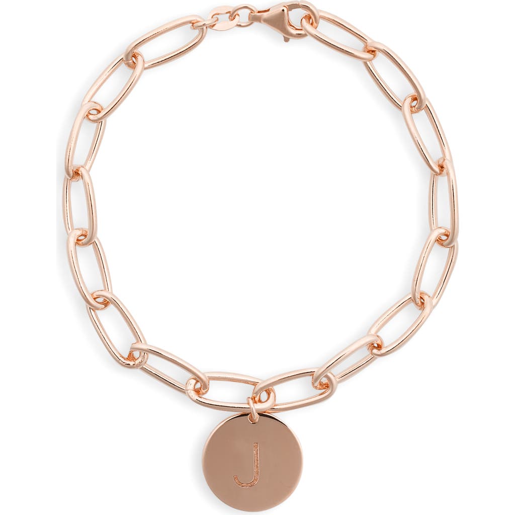Meshmerise Initial Disc Charm Bracelet In Rose-j
