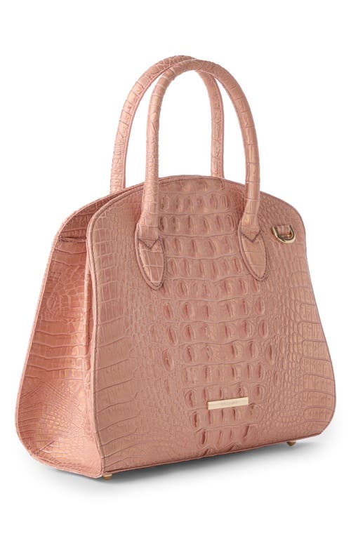 Brahmin Rosetta Croc Embossed Leather Satchel In Rose Gold