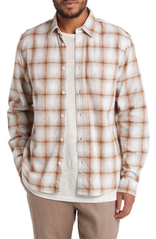 Wax London Shelly Plaid Flannel Button-Up Shirt Ecru/Brown at Nordstrom,