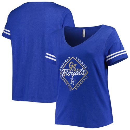 Women's Soft as a Grape Royal Kansas City Royals Plus Size V-Neck Jersey T-Shirt