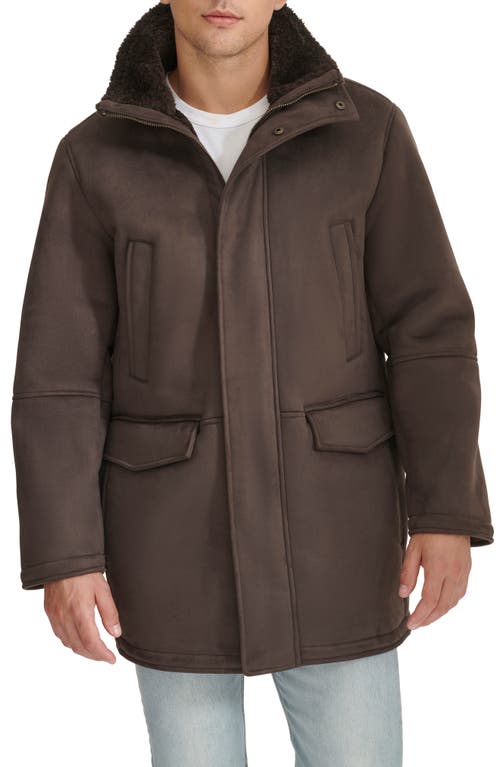 Shop Dockers ® Faux Shearling Walking Coat In Dark Brown