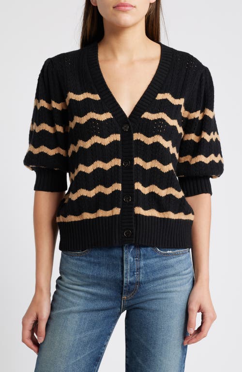 Shop Rails Isla Stripe Cardigan In Black Camel Stripe