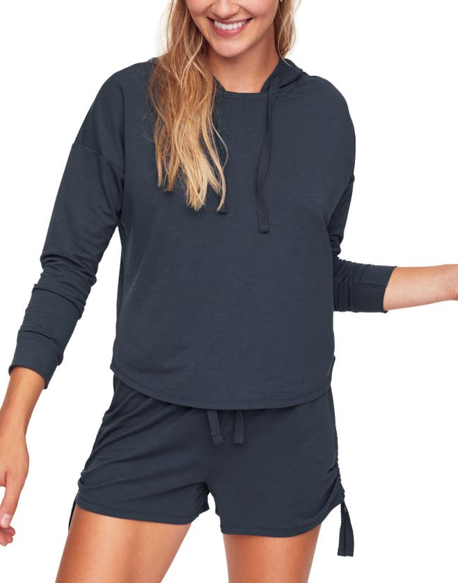 Shop Adore Me Abbey Hoodie & Short Loungewear Set In Dark Grey