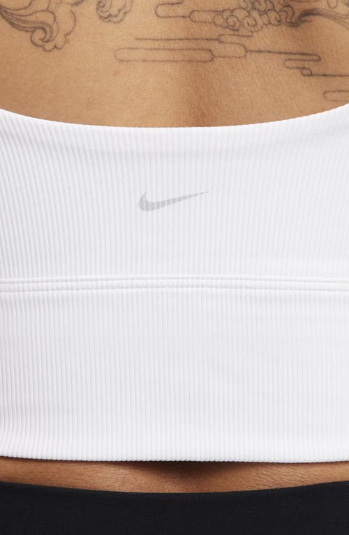 Shop Nike Ribbed Longline Sports Bra In White/white