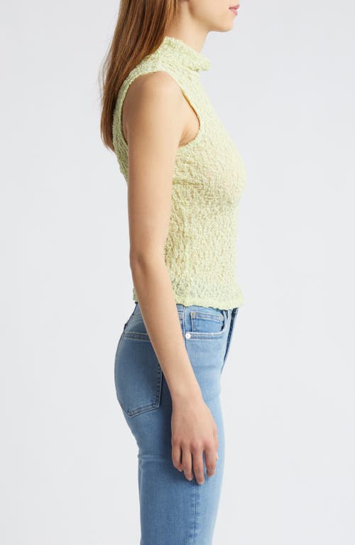 Frame Mock Neck Lace Tank In Mint Green