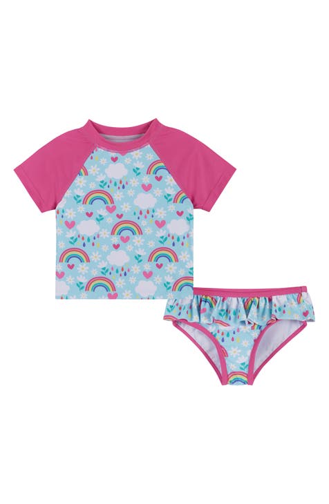 Andy & Evan Toddler Girls Pastel Tie Dye Rash Guard Swimsuit - UPF 50+,  Long Sleeve - Save 62%
