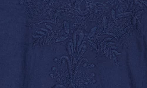 Democracy Crochet Cotton Peplum Top In Navy