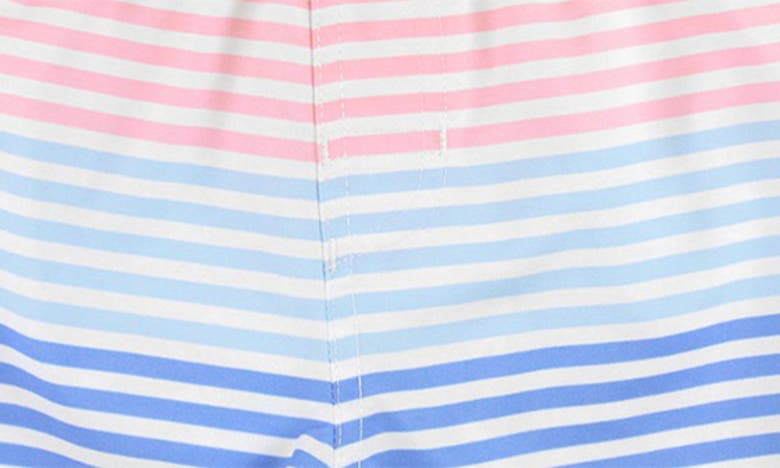 Ruggedbutts Kids' Ocean Horizon Stripe Swim Trunks In White Multi
