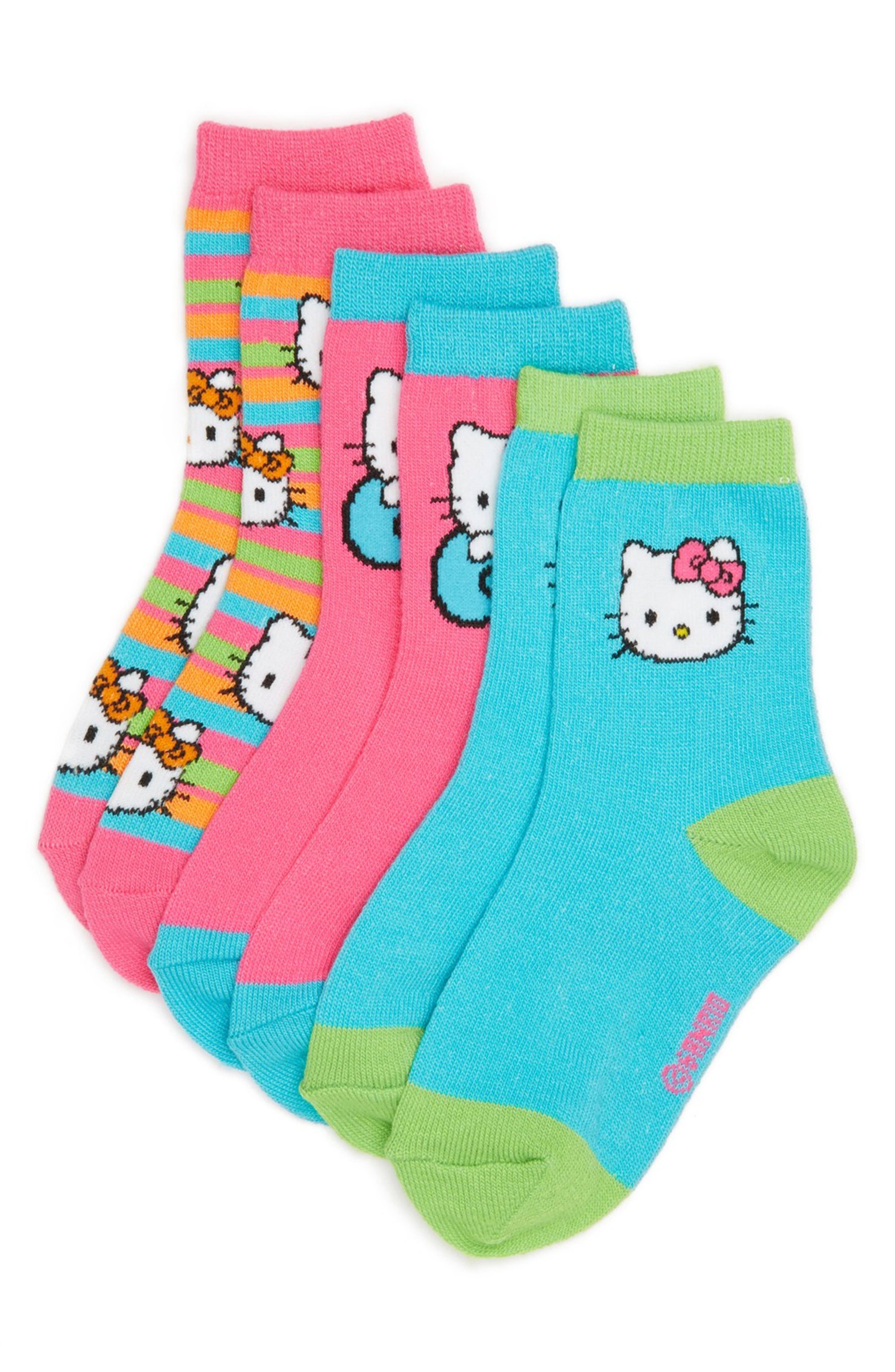 Hello Kitty® 'Bow' Crew Socks (3-Pack) (Toddler Girls) | Nordstrom