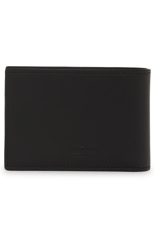 Shop Valentino Garavani Vltn Logo Leather Bifold Wallet In Nero/bianco