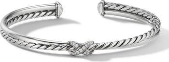 David Yurman Petite X Center Station Bracelet with Pave Diamonds