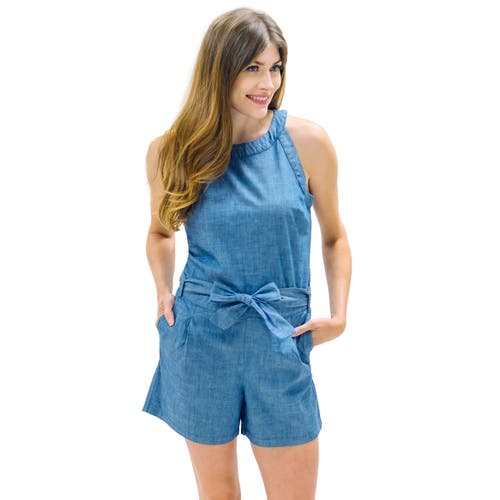 Womens' Halter Romper in Blue Chambray