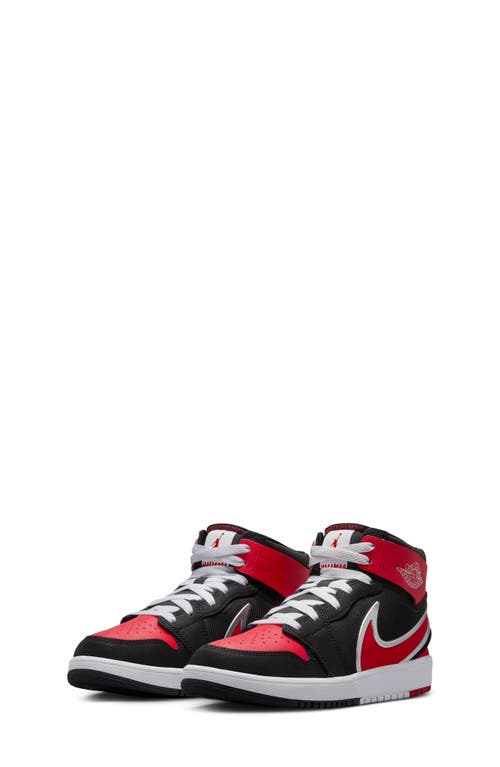 Shop Jordan Kids'  1 Mid Easyon Sneaker In Black/red/white