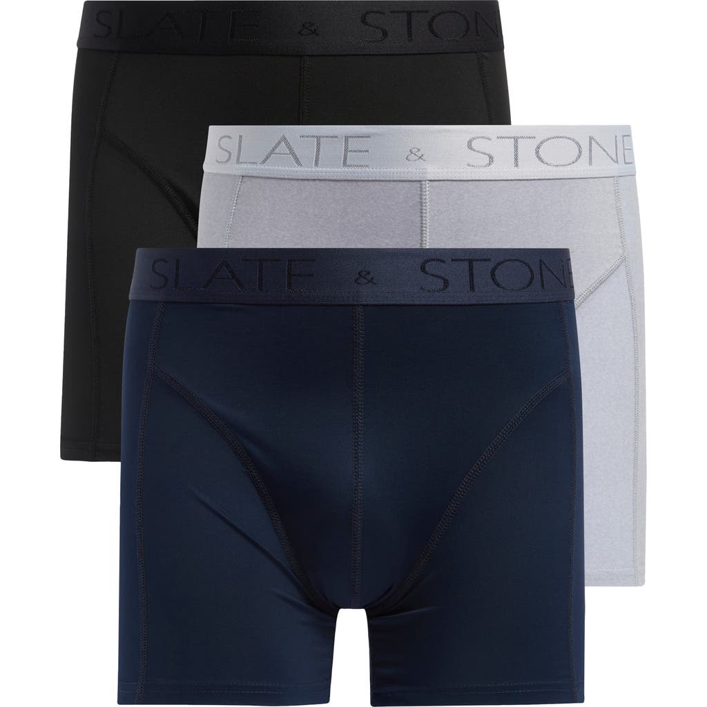 Slate & Stone 3-pack Microfiber Boxer Briefs In Blue/grey/black